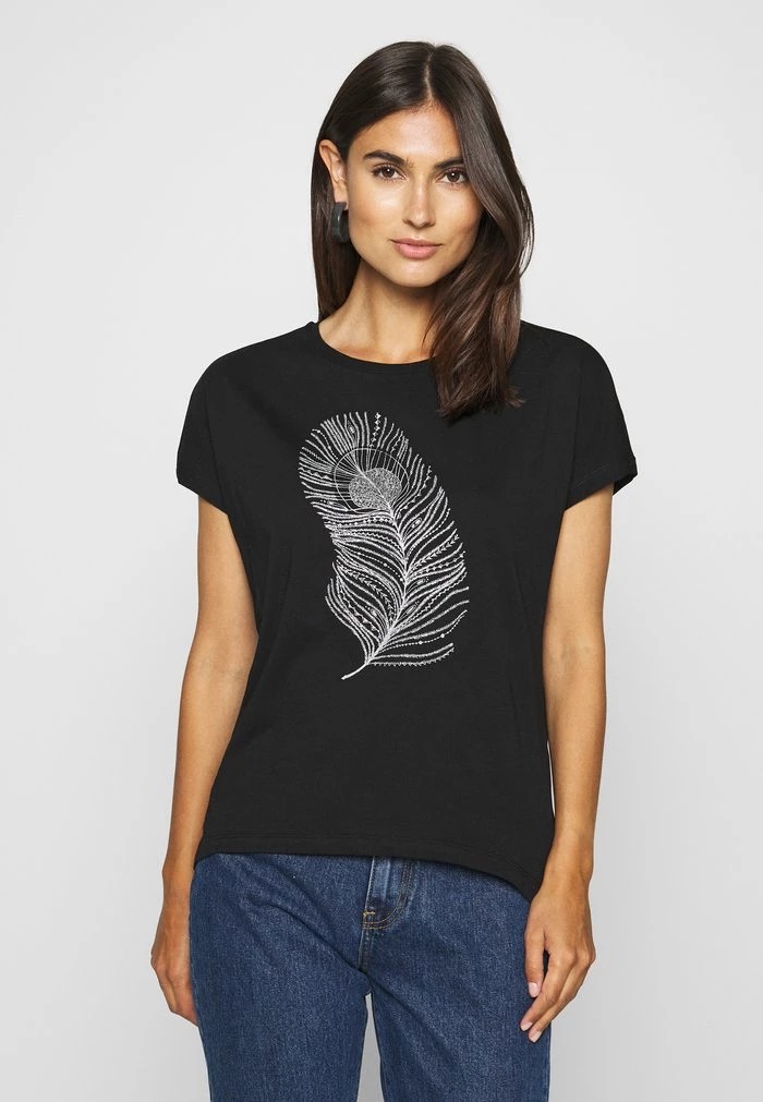 T-Shirt ANNA FIELD Anna Field Print T-shirt Noir Femme | DSM-1852449